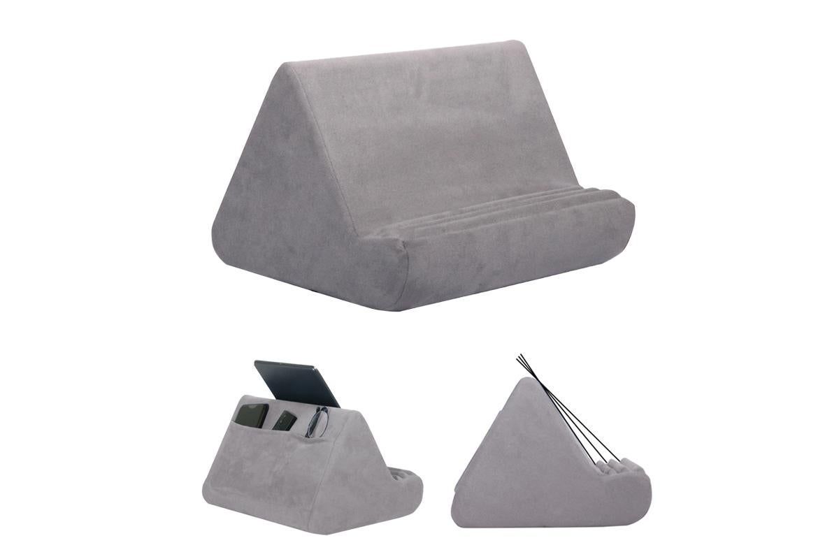 Tablet Holder Multi Angle Lazy Holder Stand with 2 Pockets for Bed Desk-Grey