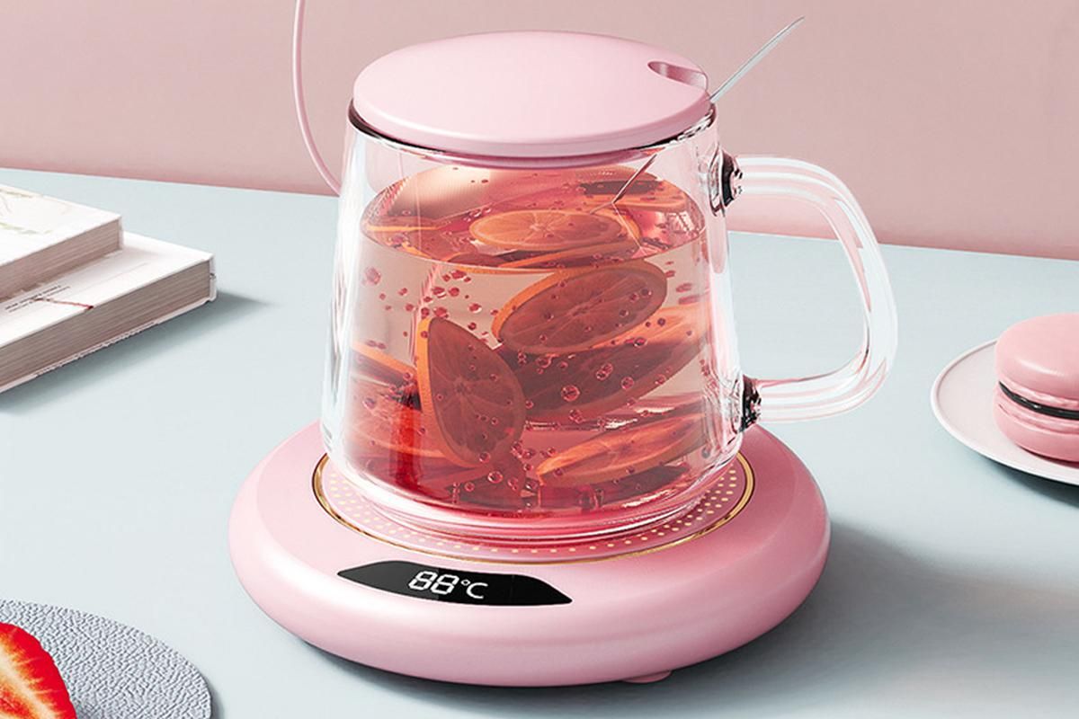 Electric Coffee Mug Warmer USB Cup With 3 Temp Settings-Pink