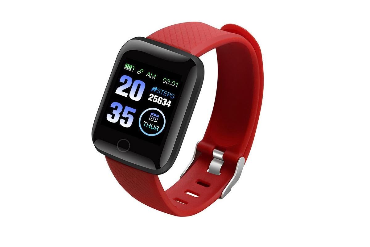 116plus Waterproof Smart Watch Sports Fitness Trackaer with Heart Rate Monitor for Men and Women-Purple