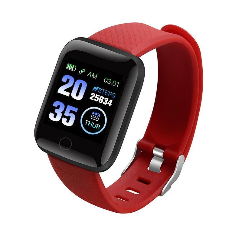 116plus Waterproof Smart Watch Sports Fitness Trackaer with Heart Rate Monitor for Men and Women-Red