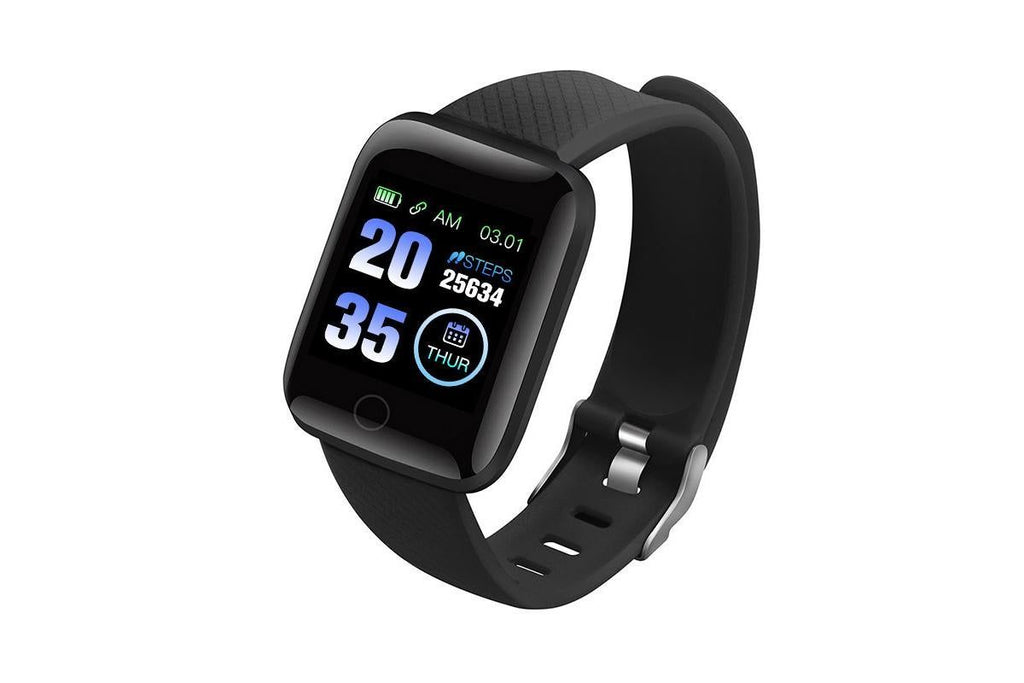 116plus Waterproof Smart Watch Sports Fitness Trackaer with Heart Rate Monitor for Men and Women-Red