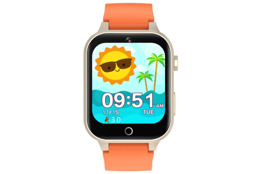 Kids Smart Watch Touch Screen Elastic Strap Smartwatch With Video Camera Pedometer-Orange