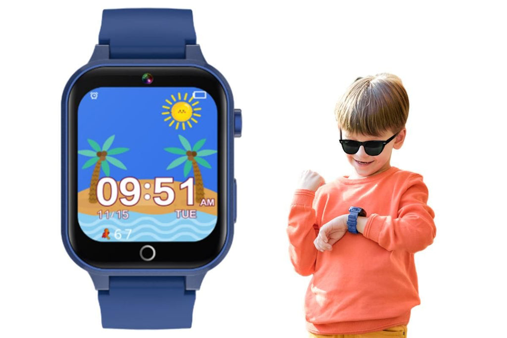 Kids Smart Watch Touch Screen Elastic Strap Smartwatch With Video Camera Pedometer-Orange