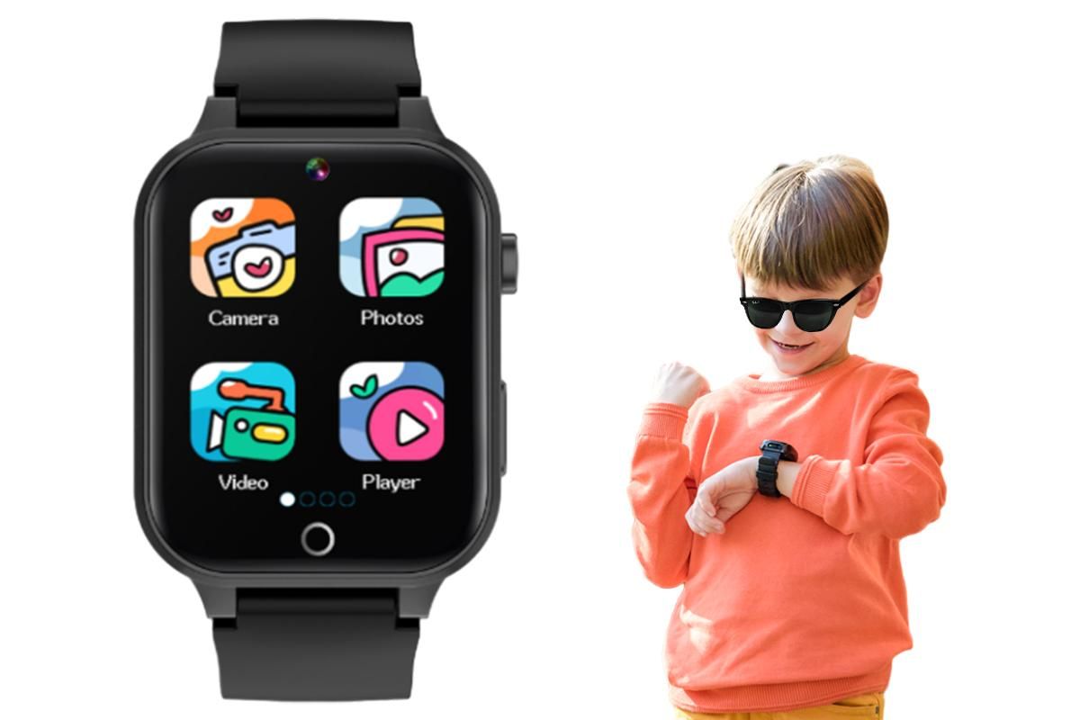 Kids Smart Watch Touch Screen Elastic Strap Smartwatch With Video Camera Pedometer-Orange
