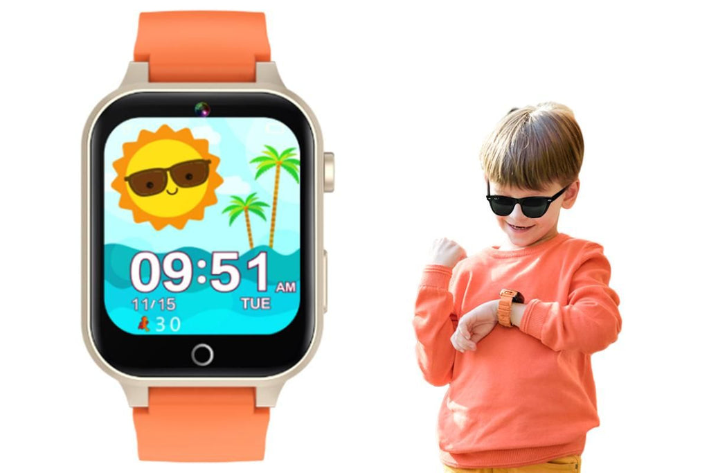 Kids Smart Watch Touch Screen Elastic Strap Smartwatch With Video Camera Pedometer-Black