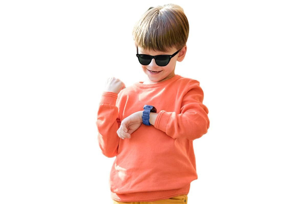 Kids Smart Watch Touch Screen Elastic Strap Smartwatch With Video Camera Pedometer-Blue