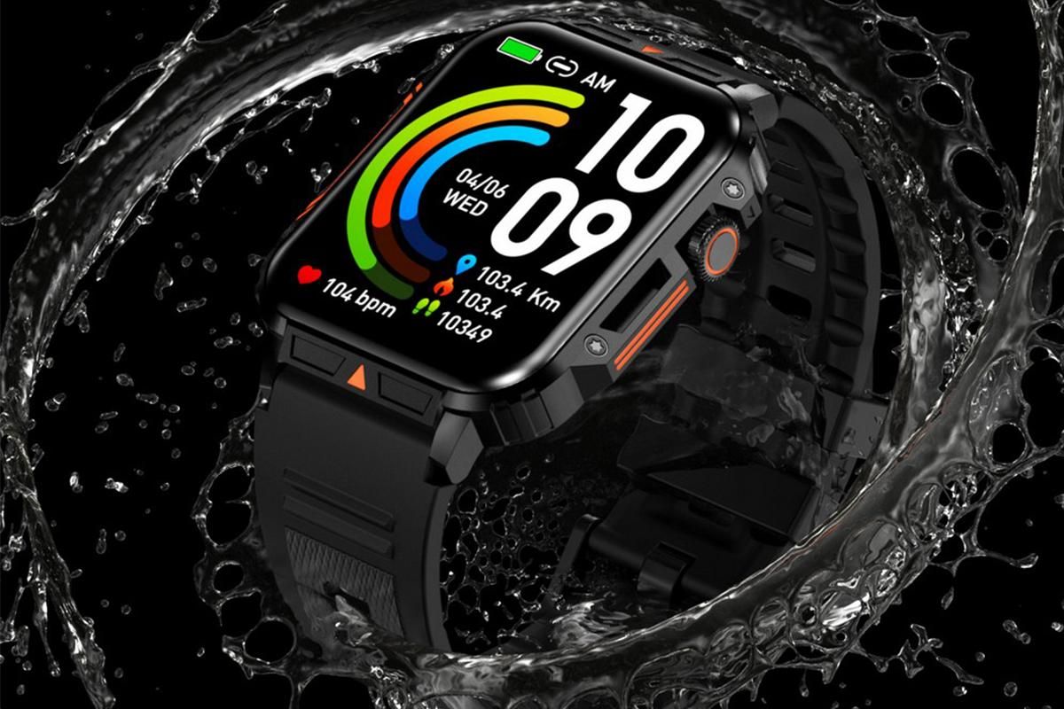 Military Smart Watch 1.95-Inch Fitness Tracker with Heart Rate Sleep Monitor 100 Sports Modes Activity Tracker-Black