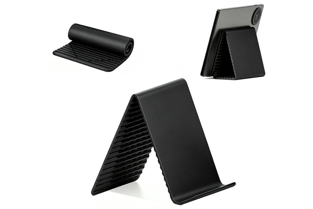 Portable Silicone Phone Stand Desk Holder for Office Travel Airplane-Black