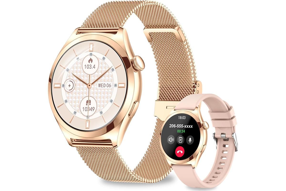 Smart Watch for Women Waterproof Smartwatch 100+ Sports Fitness Tracker-Gold