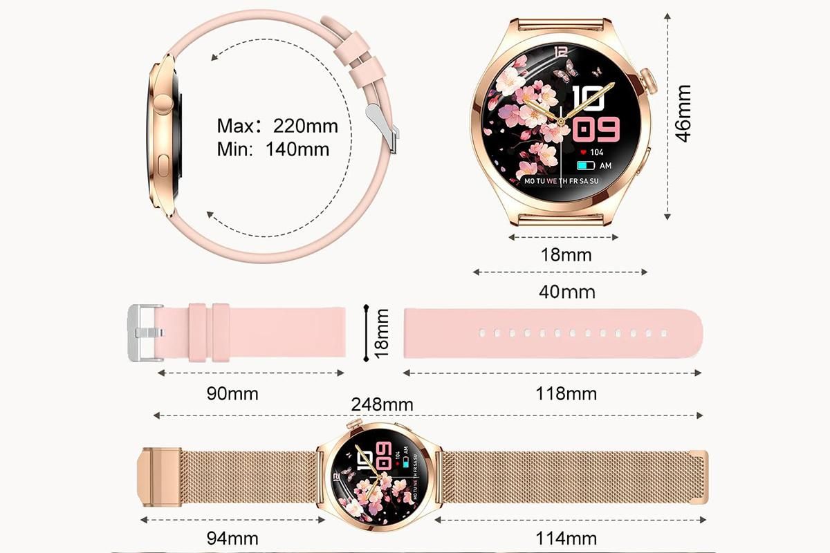 Smart Watch for Women Waterproof Smartwatch 100+ Sports Fitness Tracker-Gold
