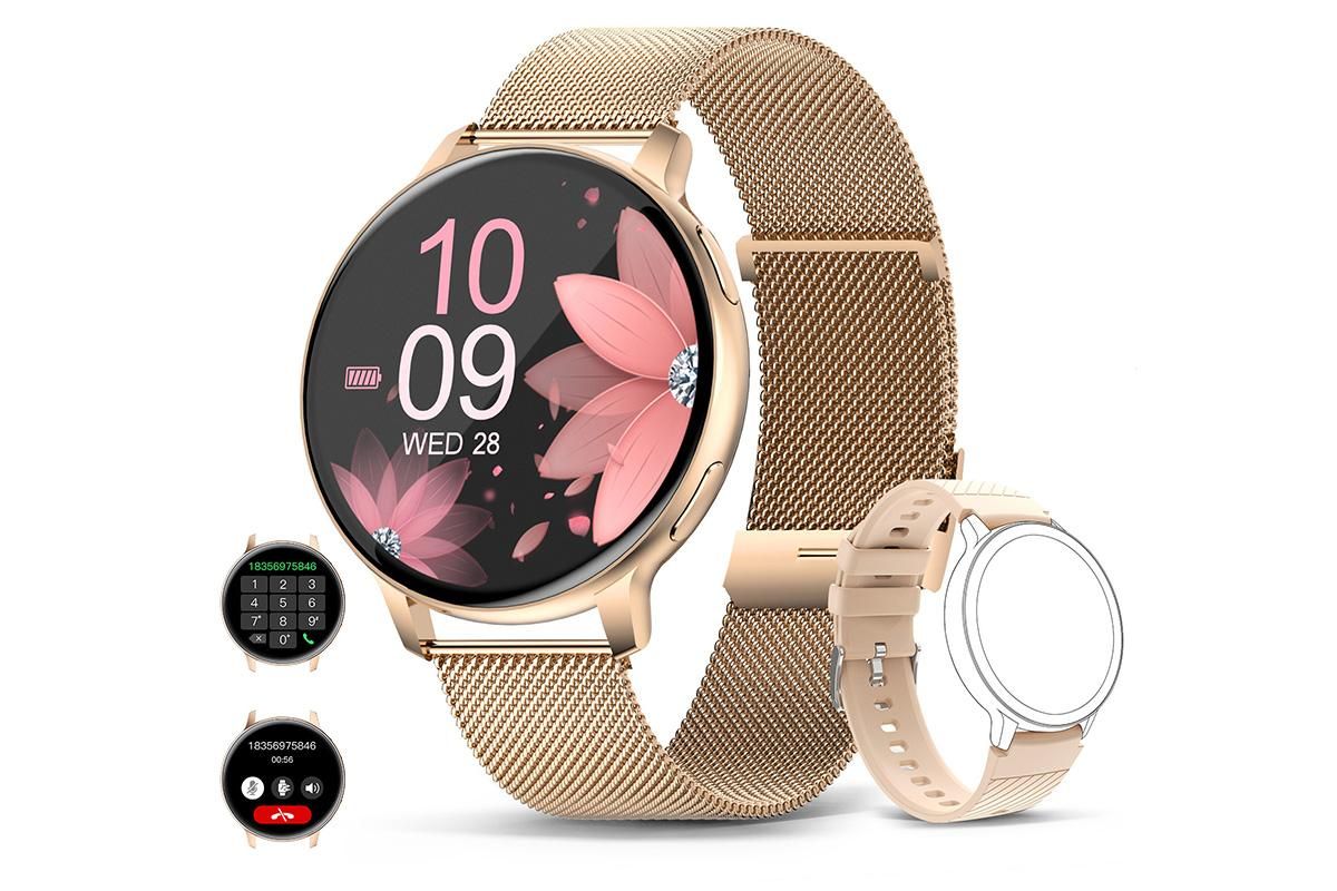 Smart Watch with Bluetooth Call and Sleep Monitor Fitness Tracker Watch-Gold