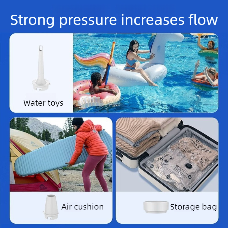 Outdoor Camping Digital Electric Air Pump, 5200mAh Built-in Battery, for Air Mattresses and Swim Rings - Black
