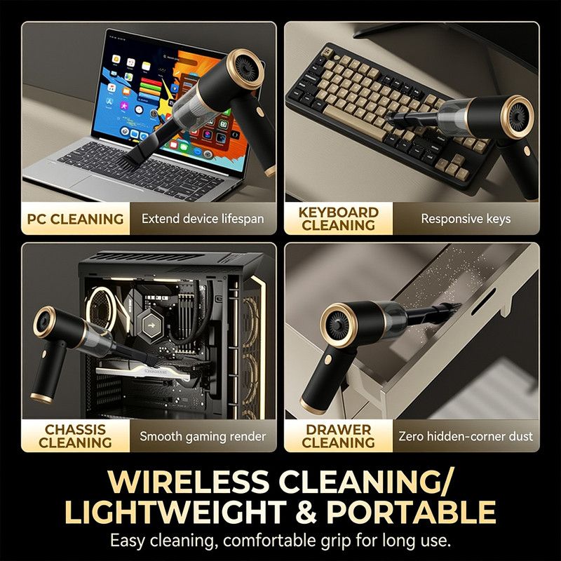 Cordless Handheld Portable Vacuum Cleaner, Wet & Dry Use Powerful Mini Car Vacuum with Multiple Nozzles & Washable Filter for Home Car Office Pet Hair Cleaning