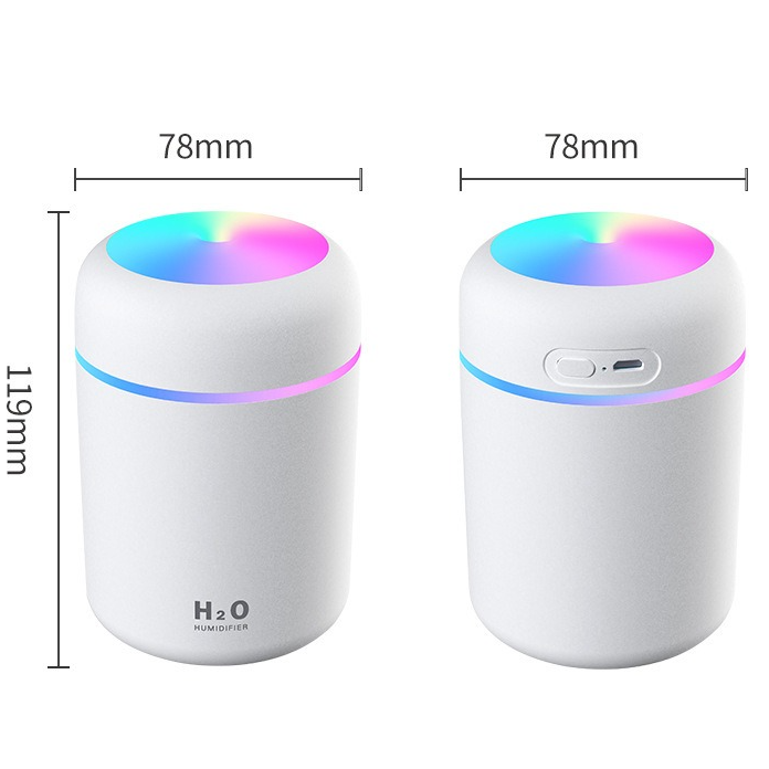 Mini Colorful Cup Humidifier, 300ml Portable USB Cool Mist Humidifier with 7-Color Night Light, for Car, Bedroom, Desk, and Office - Pink