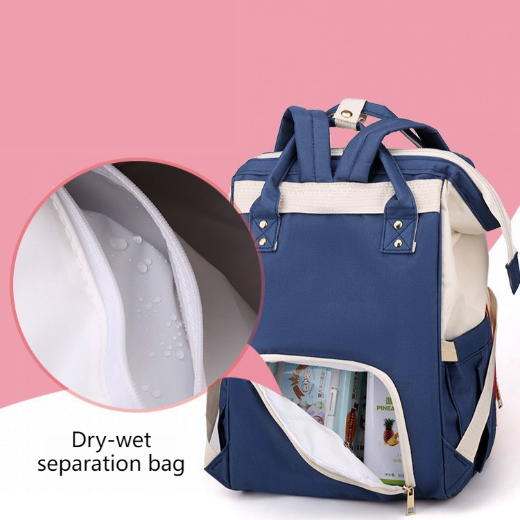 Large Capacity Dry/Wet Separate Nylon Backpack, Multifunctional Portable, Multi-Pocket Baby Diaper Bag Handbag - Blue