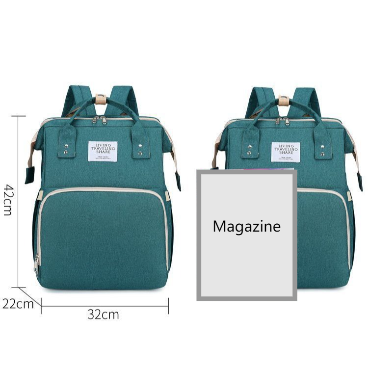 Convertible Baby Bed Diaper Backpack, Waterproof Oxford Multifunction Mommy Bag, 3-Way Hand/Shoulder/Backpack for Travel and Outdoor Use - Black