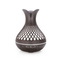 500ML Diamond Hollow Wood Grain Diffuser Humidifier, 7-Color LED Night Light, Remote Control, Timer, Continuous & Intermittent Mist - Dark Wood
