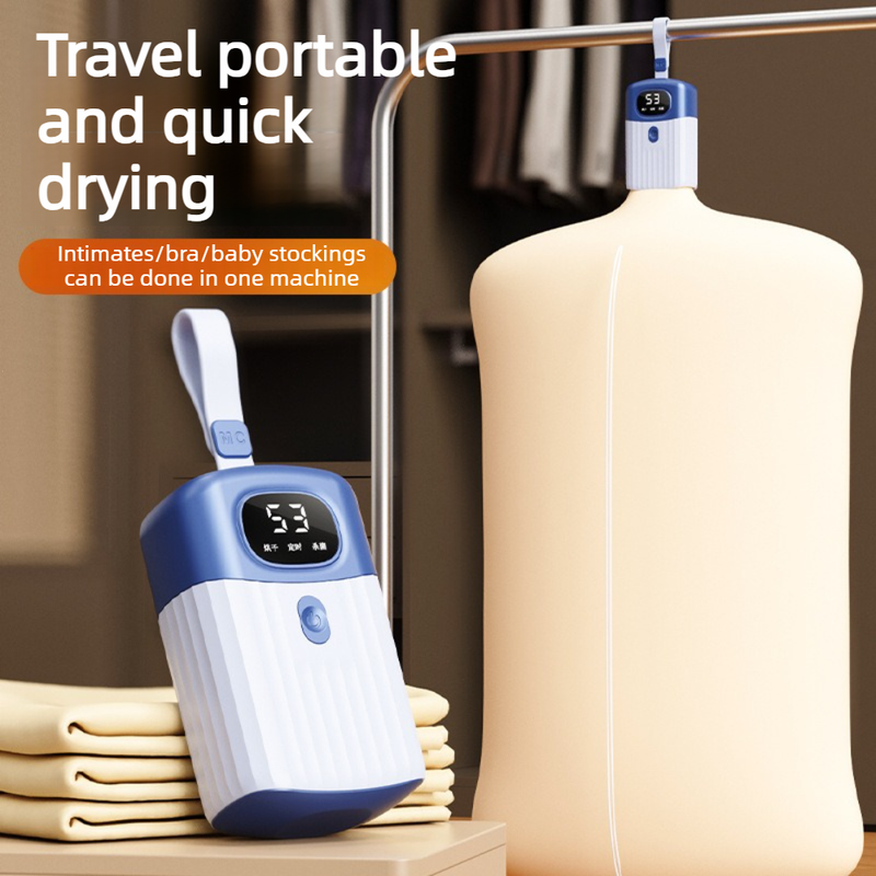 Portable Smart Clothes Dryer, 3-Temperature-Setting UV Sterilizing Mini Dryer, Foldable Hanging Dryer for Travel and Home Use (Blue)