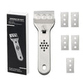 Stainless Steel Multi-Functional Cleaning Scraper, Glue & Stain Remover for Glass Tile, with 5 Replacement Blades