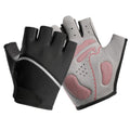 Black, Size M - One Pair - Breathable Mesh Half-Finger Sports Gloves, Non-Slip Silicone Shock-Absorbing Gloves for Cycling and Fitness