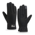 Winter Thick Polar Fleece Touchscreen Gloves, Windproof and Water-Resistant Thermal Gloves for Cycling and Motorcycling, One Pair—Black (One Size Fits All)