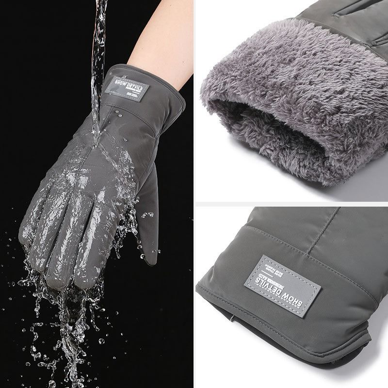 Winter Thick Polar Fleece Touchscreen Gloves, Windproof and Water-Resistant Thermal Gloves for Cycling and Motorcycling, One Pair—Black (One Size Fits All)