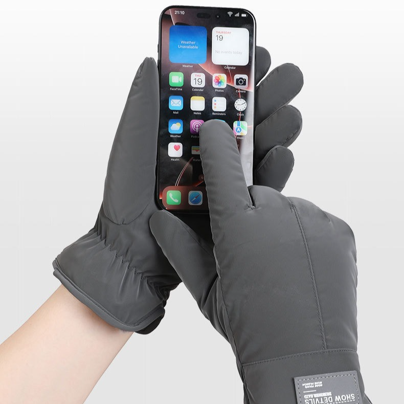 Winter Thick Polar Fleece Touchscreen Gloves, Windproof and Water-Resistant Thermal Gloves for Cycling and Motorcycling, One Pair—Gray (One Size Fits All)