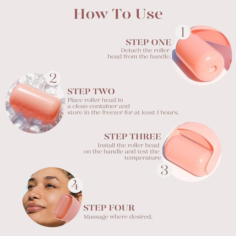 Ice Roller Facial Massager Detachable Cooling Bead Roller Skin Soothing Pink