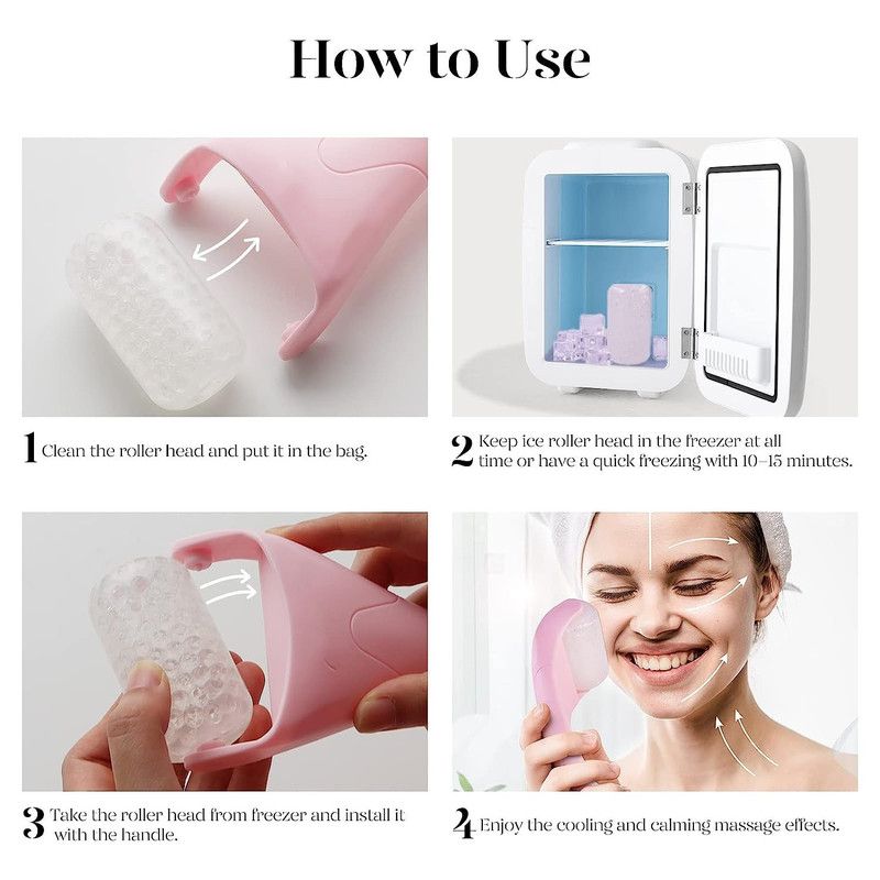 Ice Roller Facial Massager Detachable Cooling Bead Roller Skin Soothing Purple