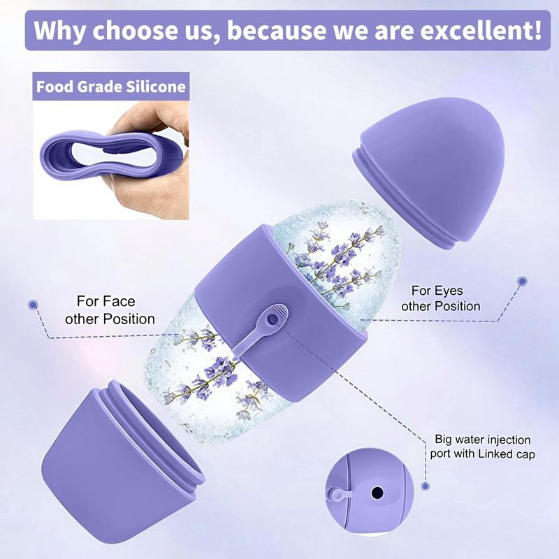2x Ice Roller Beauty Device 2-in-1 Dual Head Cold Compress Face Tool Cyan
