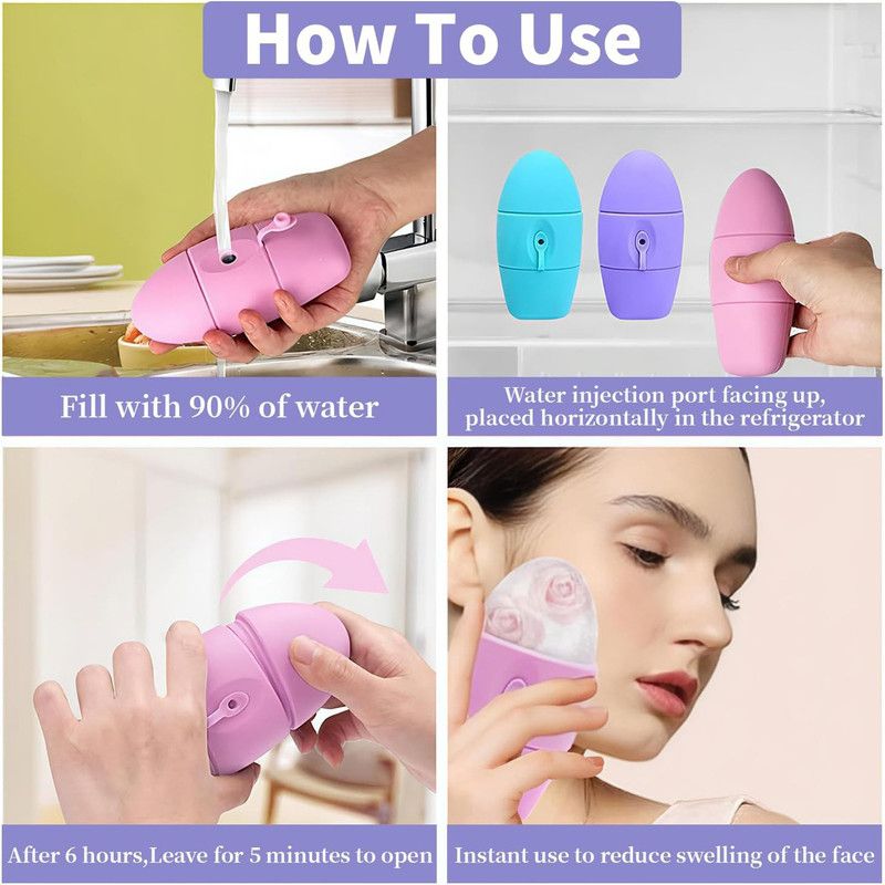 2x Ice Roller Beauty Device 2-in-1 Dual Head Cold Compress Face Tool Cyan