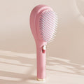 One-Click Self-Clean Retractable Massage Air Cushion Comb, Anti-Static Detangling Hair Brush for Scalp Care & Lifting—Pink