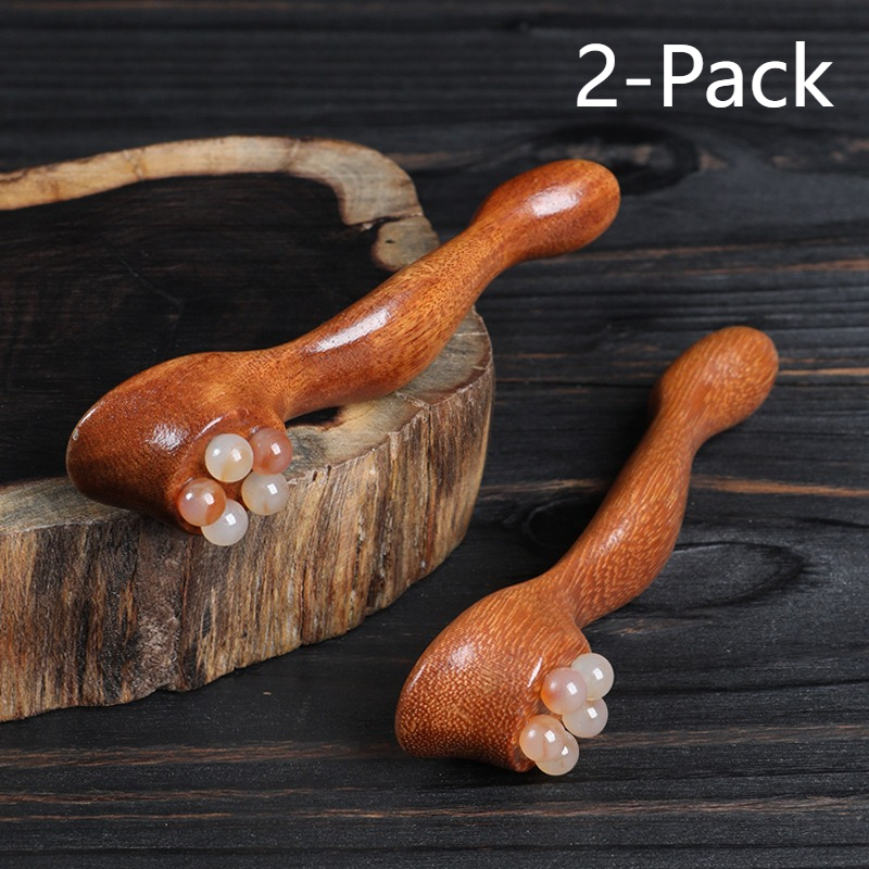 Gua Sha Massage Stick Set 2pc Natural Horn Roller Face Eye Full Body