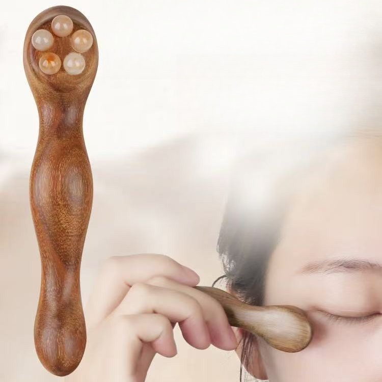 Gua Sha Massage Stick Set 2pc Natural Horn Roller Face Eye Full Body