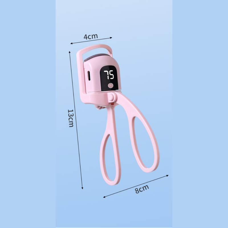 Digital 3-Temperature Heated Eyelash Curler, USB-Rechargeable, Portable, Long-Lasting Lash Curling Tool—Pink