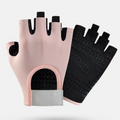 Pink - Size L - Women's Half-Finger Fitness Gloves, Silicone Anti-Slip Breathable Gloves for Yoga, Cycling, and Sports