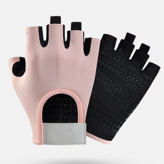 Pink - Size S - Women's Half-Finger Fitness Gloves, Silicone Anti-Slip Breathable Gloves for Yoga, Cycling, and Sports