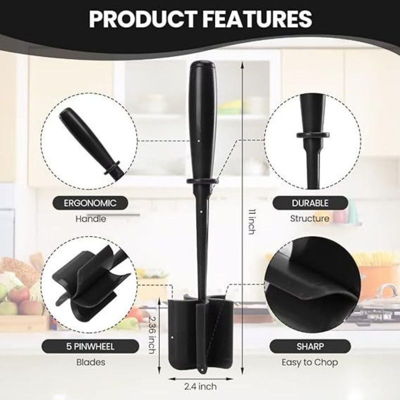 Food Grade Nylon 5-Blade Meat Chopper Spatula, Heat Resistant Non-Stick Ground Beef Masher Multi-Purpose Cooking Tool