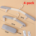 4-Pack Portable Foldable Travel Clothes Hangers, Extendable Anti-Slip Clips, Multifunctional Laundry Hangers for Trips and Hotels—White