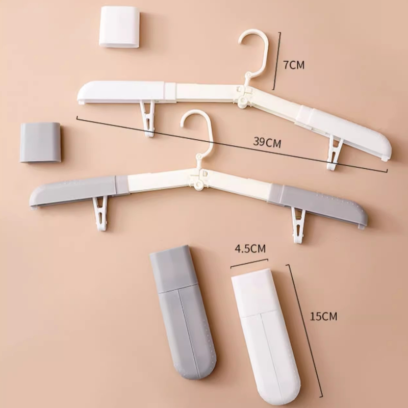 4-Pack Portable Foldable Travel Clothes Hangers, Extendable Anti-Slip Clips, Multifunctional Laundry Hangers for Trips and Hotels—White