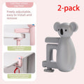 2-Pack Koala Desk Hook, Adjustable Glue-Free Table-Side Bag Hanger, Heavy-Duty Portable Backpack Hook for Students - Gray