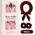Velvet Heatless Hair Curlers Set, Overnight No-Heat Curling Ribbon with Scrunchies & Hair Clip - Red
