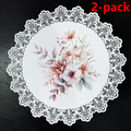 2-Pack Round PVC Lace-Printed Placemats, Waterproof, Oil-Resistant, Heat-Insulating Floral Table Mats - Floral Pattern