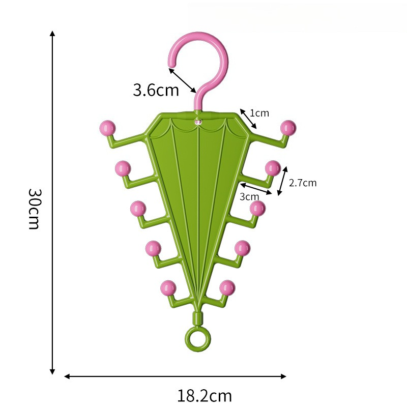 2-Piece V-Shaped Double-Sided 10-Hook Hanger Organizer, Stackable Multi-Purpose Storage Rack for Hats, Scarves, and Belts—Green