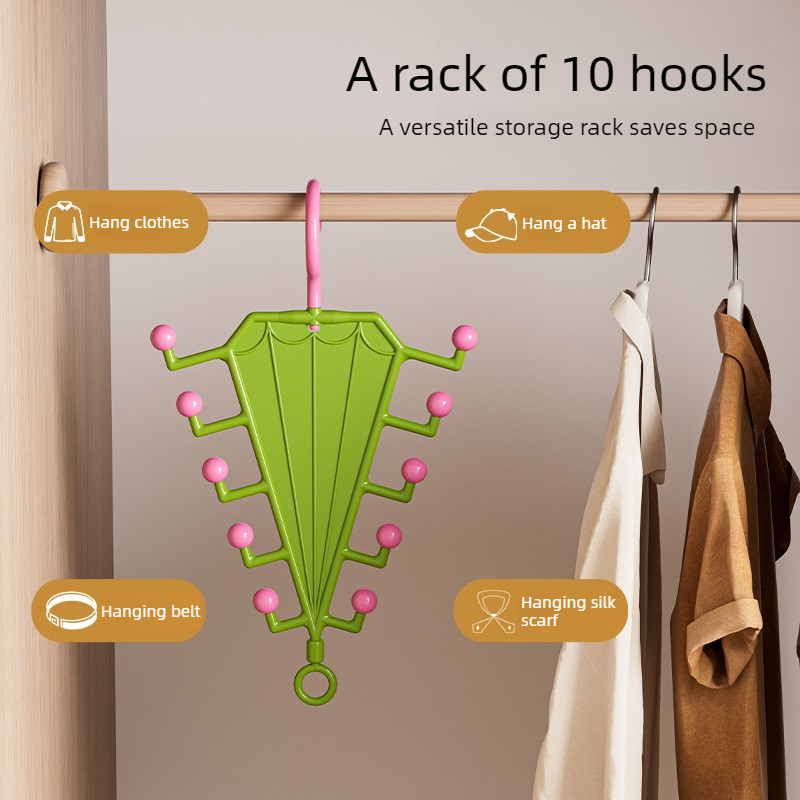 2-Piece V-Shaped Double-Sided 10-Hook Hanger Organizer, Stackable Multi-Purpose Storage Rack for Hats, Scarves, and Belts—White