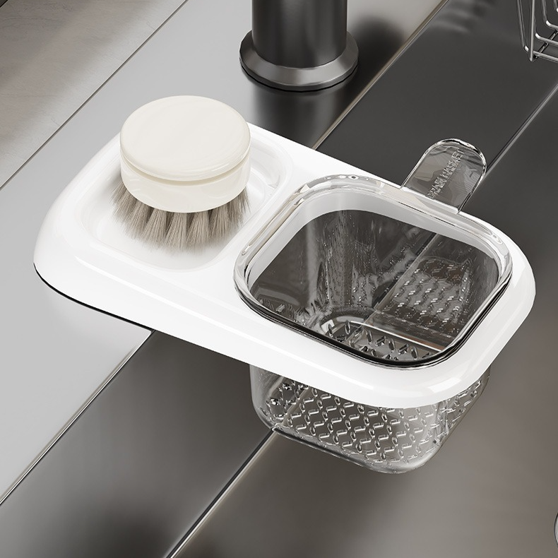 Sink Filter Drain Basket, Kitchen Wet/Dry Separation Food Residue Collector, Multi-function Storage Rack - Pink