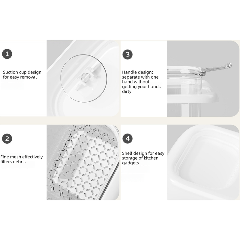 Sink Filter Drain Basket, Kitchen Wet/Dry Separation Food Residue Collector, Multi-function Storage Rack - Pink