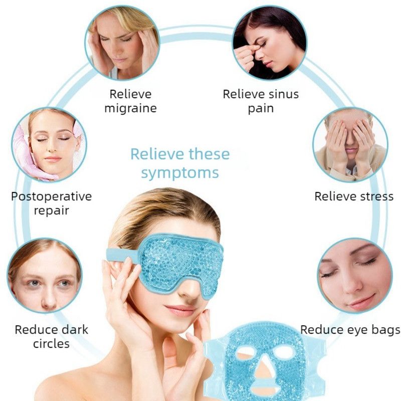 Gel Bead Hot & Cold Facial Mask & Eye Mask Set, Cooling and Heating Pack for Face and Eye Relief—Gray
