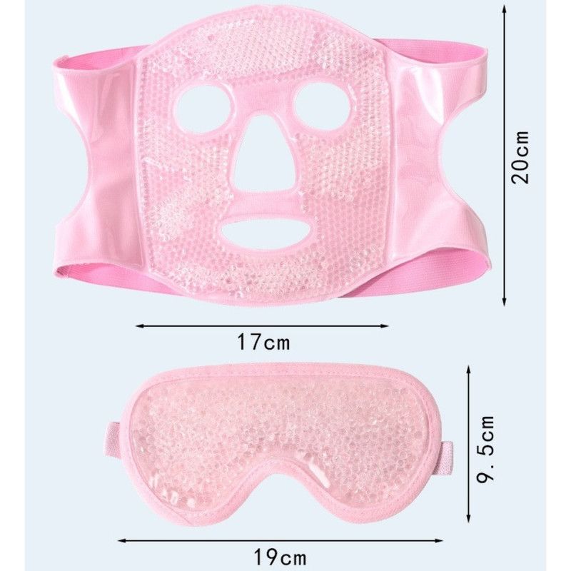 Gel Bead Hot & Cold Facial Mask & Eye Mask Set, Cooling Heating Pack for Face & Eye Relief—Pink