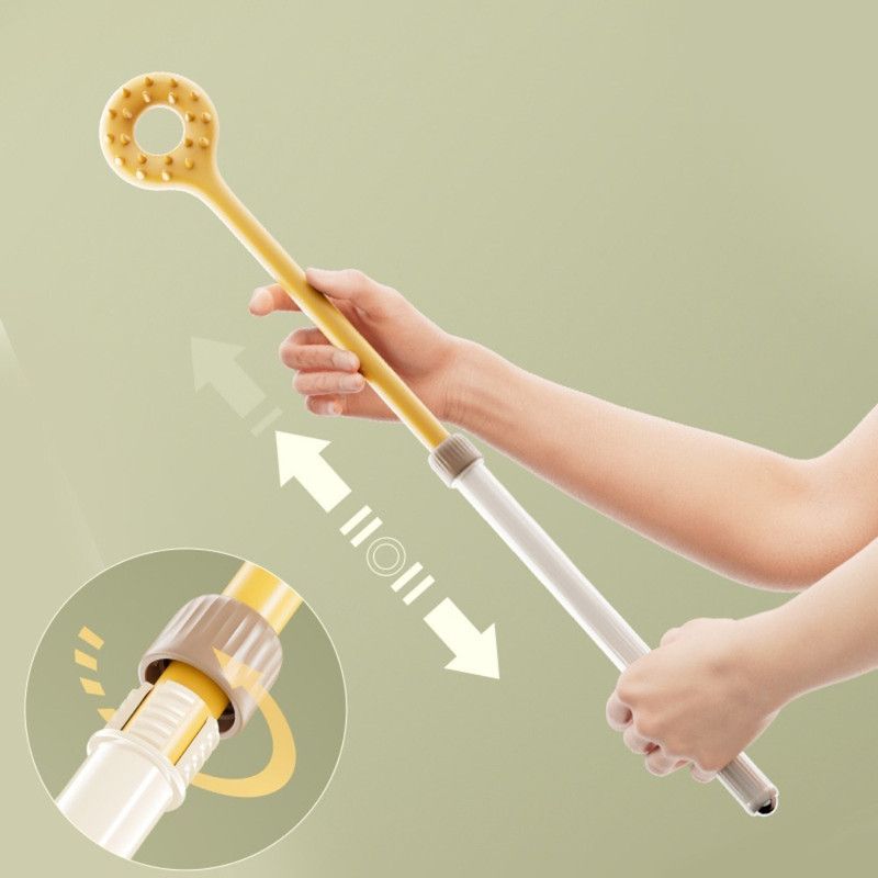 Retractable Double-Sided Back Scratcher, Multi-Function Itch Relief Tool with Ball-Point Massager—Yellow